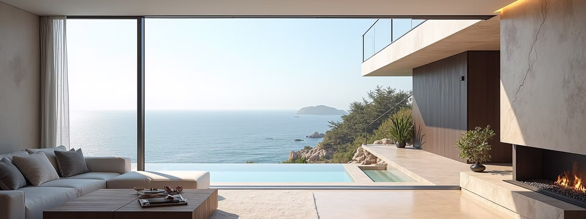Eye-level view of a modern coastal home with ocean view
